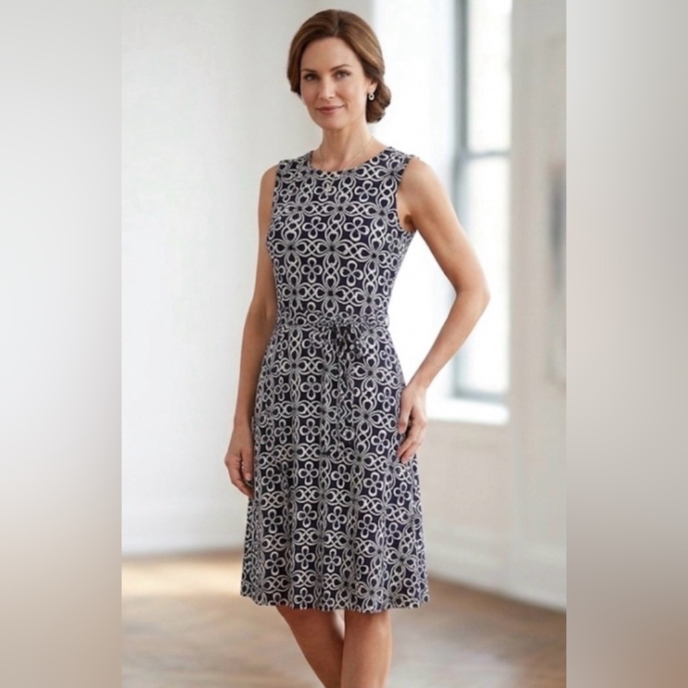 Charter Club Black and White Floral Midi Dress